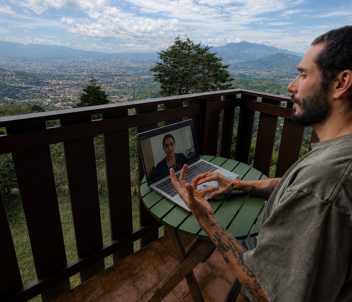 Trabajando frente al valle